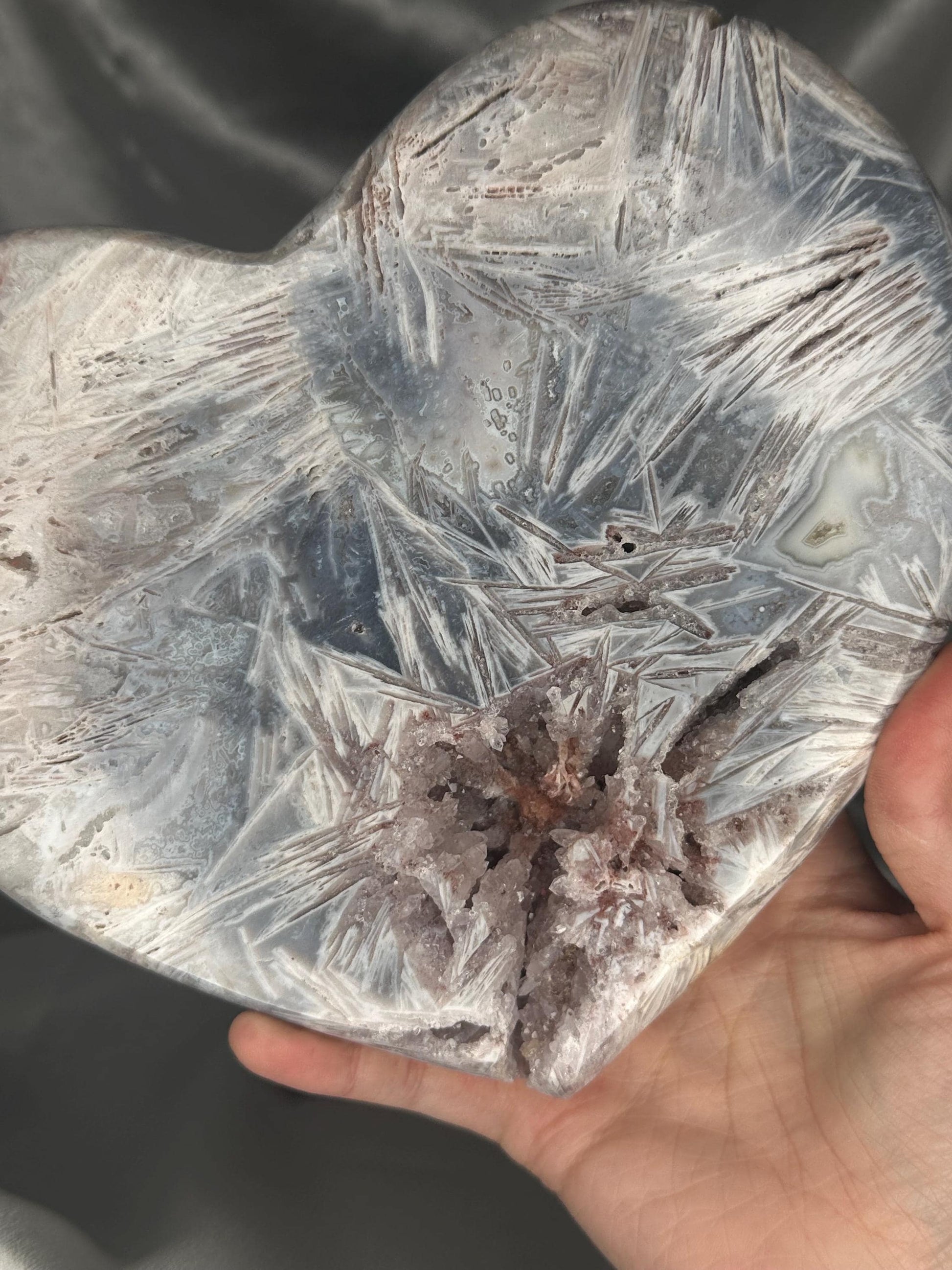 Pink Amethyst Heart on Stand | Soft Blue Pink Crystal Heart Carving | Decorative Mineral Display Piece for Home Decor Accent