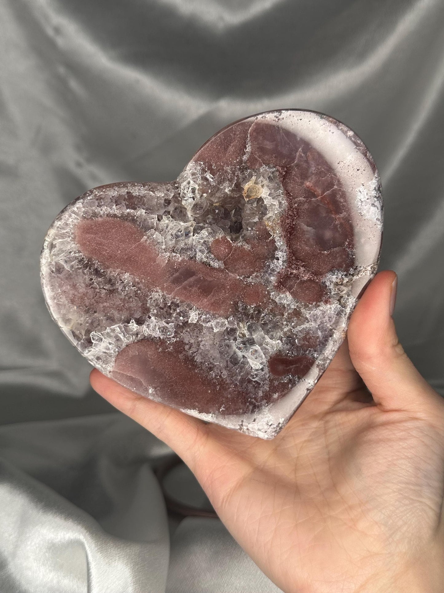 Berry Pink Amethyst Heart on Stand | Natural Pink Crystal Heart Carving | Decorative Mineral Display Piece for Home Decor Accent
