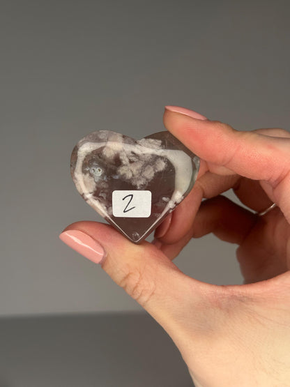 Flower Agate Hearts - YOU PICK! | Natural Polished Crystal | Soft Floral Patterns | Perfect for Meditation, Healing & Carrying On-the-Go