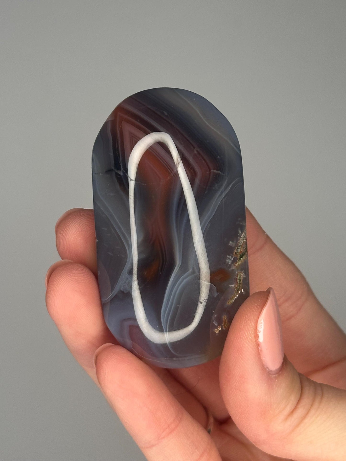 Swazi Agate Palm Stone | Natural Banded Agate Hand Stone | Smooth Polished Mineral Specimen for Collectors & Display