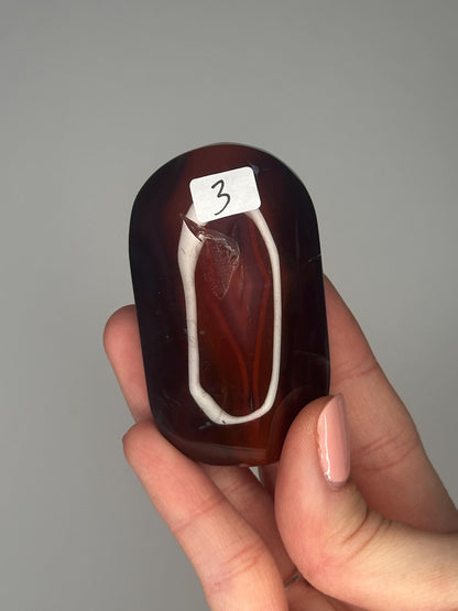Swazi Agate Palm Stone | Natural Banded Agate Hand Stone | Smooth Polished Mineral Specimen for Collectors & Display