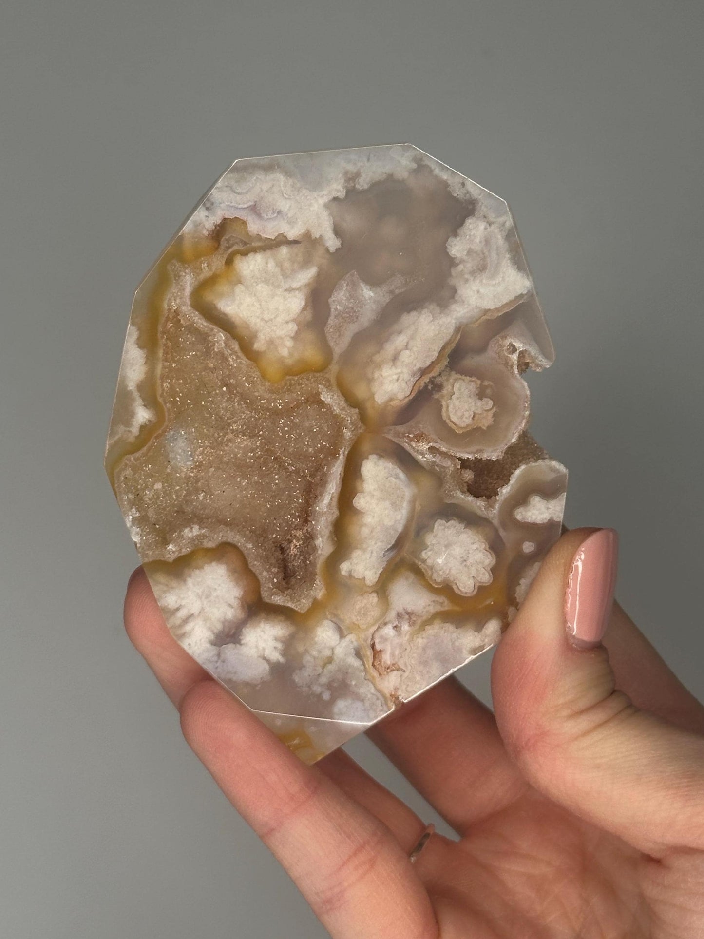 Flower Agate Freeform | Natural Pink Agate Crystal Display Piece | Polished Floral Pattern Mineral Specimen for Collectors & Decor