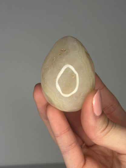 Banded Druzy Agate Mini Egg | Natural Sparkling Agate Crystal Carving | Small Polished Egg Display Stone for Collectors & Decor