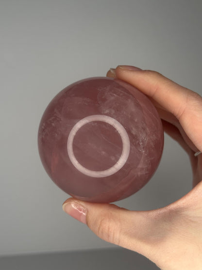 Rose Quartz Sphere – Polished Pink Crystal Orb of Love, Gentle Heart Chakra Stone, Decor, Meditation, or Gift Display