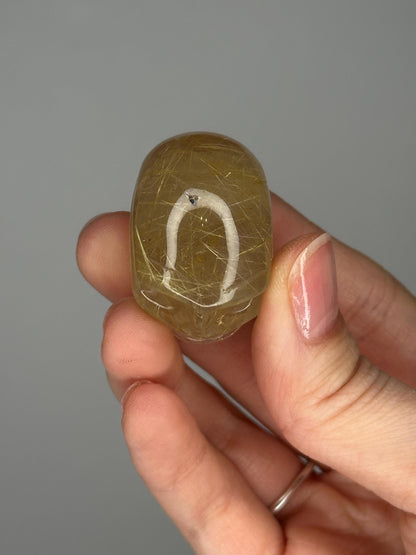 Golden Rutile Mini Skull | Natural Rutilated Quartz Skull Carving | Small Crystal Figurine for Collectors & Display Decor