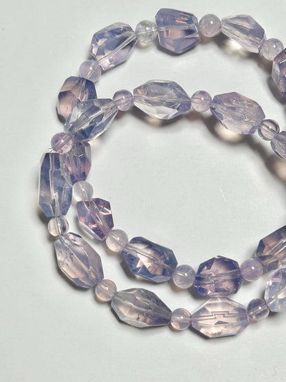 Lavender Moon Quartz Bracelet 11mm | Faceted Purple Quartz Beaded Bracelet | Polished Gemstone Jewelry for Collectors & Everyday Wear