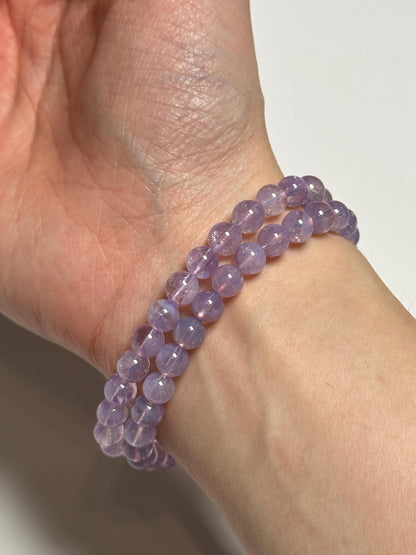 Lavender Moon Quartz Bracelet 6.5mm | Lavender Quartz Beaded Bracelet | Polished Gemstone Jewelry for Everyday Wear & Collectors