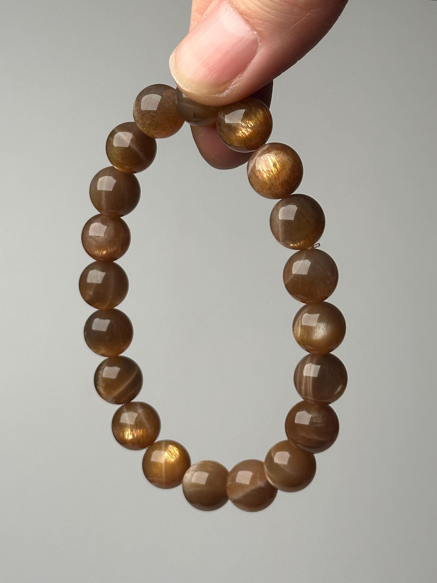 Sunstone Moonstone Bracelet 9.6mm | Natural Feldspar Gemstone Beaded Bracelet | Polished Crystal Jewelry for Everyday Wear & Collectors