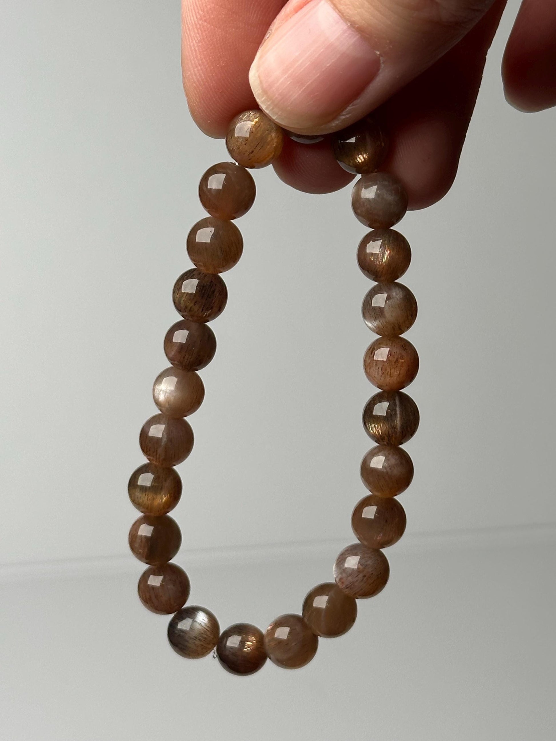 Sunstone Moonstone Bracelet 7.7mm | Natural Feldspar Gemstone Beaded Bracelet | Polished Crystal Jewelry for Everyday Wear & Collectors