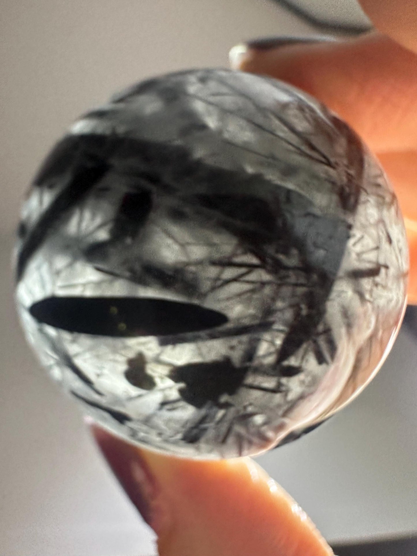 Black Tourmaline in Quartz Sphere | Natural Inclusion Quartz Crystal Ball | Polished Stone Orb for Home Decor Display Accent Piece