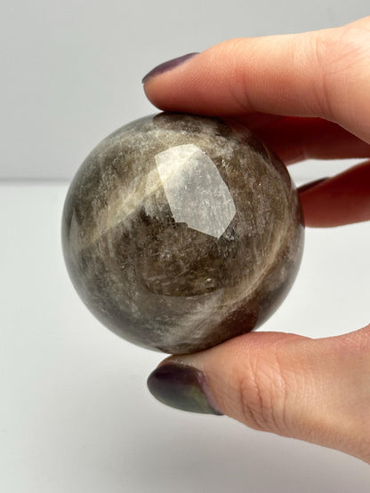 Moonstone Sphere | Natural Moonstone Crystal Ball | Flashing Feldspar Stone Orb for Home Decor Display Aesthetic Accent Piece