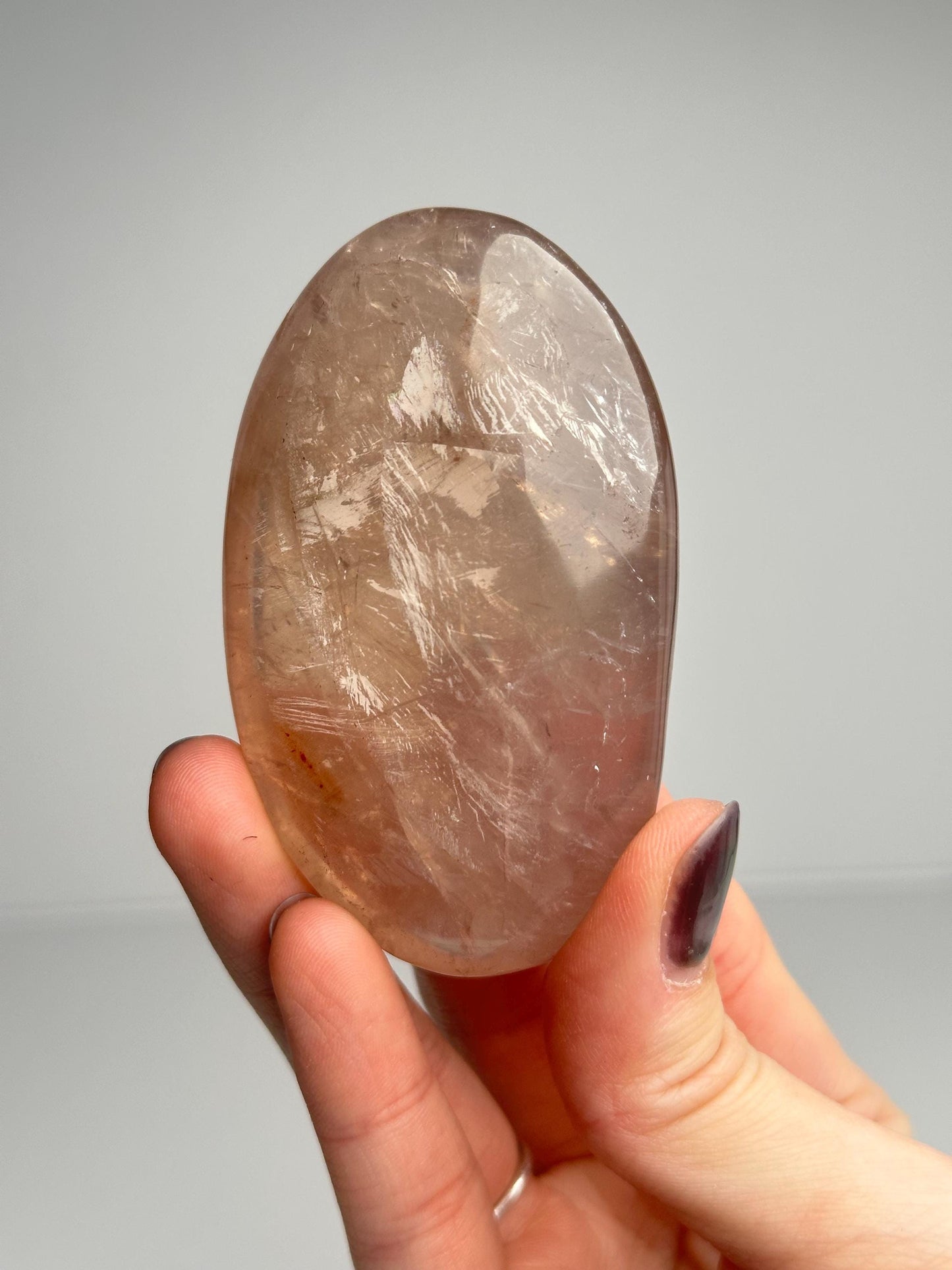 Rose Quartz Palm Stone | Natural Pink Quartz Crystal Hand Stone | Polished Mineral Specimen for Collectors Display Home Decor Accent Piece