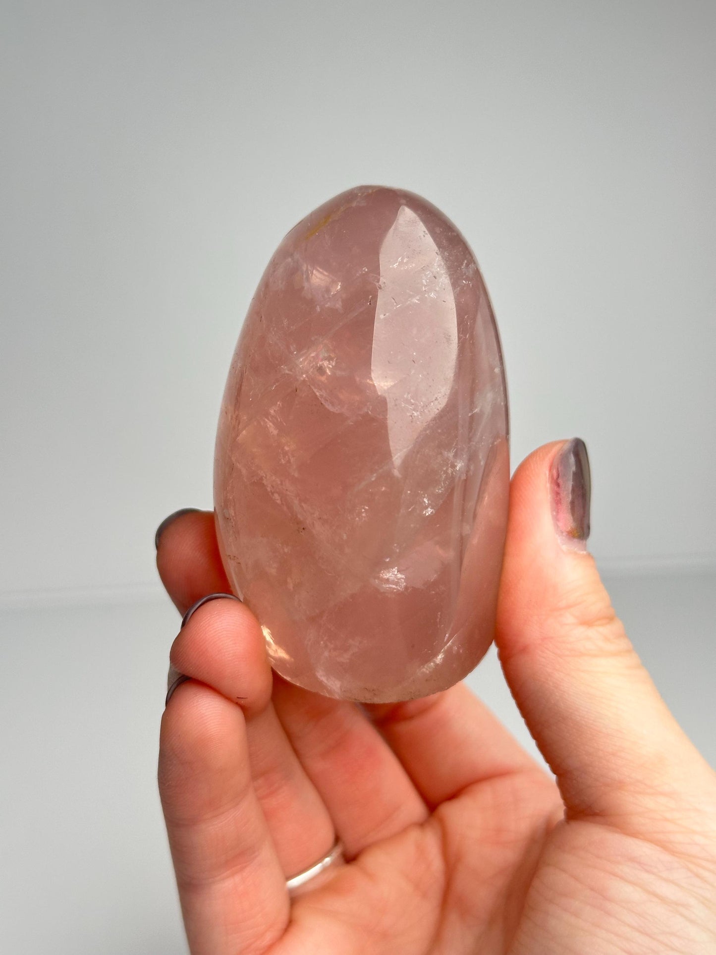 Rose Quartz Freeform | Natural Pink Quartz Crystal Sculpture | Polished Stone Decor Piece for Home Display Aesthetic Shelf Accent