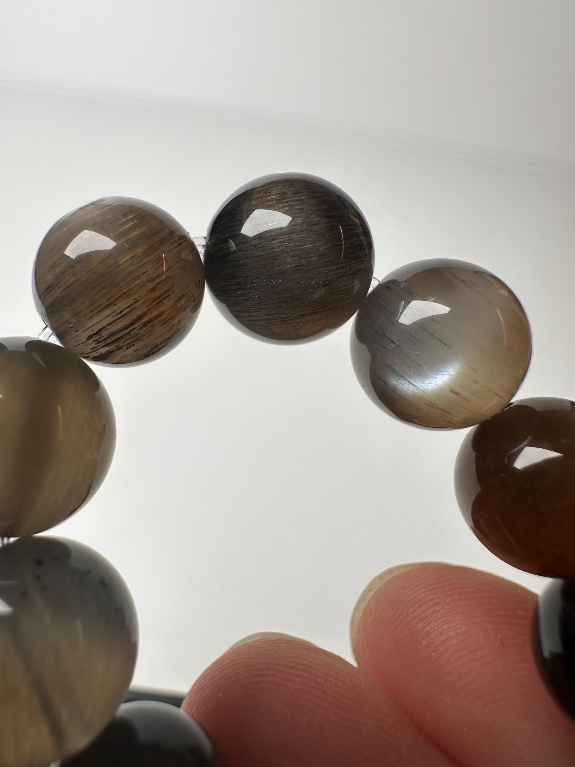 Black Sunstone Moonstone Bracelet 9.6mm | Natural Black Feldspar Beaded Bracelet | Flashy Gemstone Jewelry for Collectors & Everyday Wear