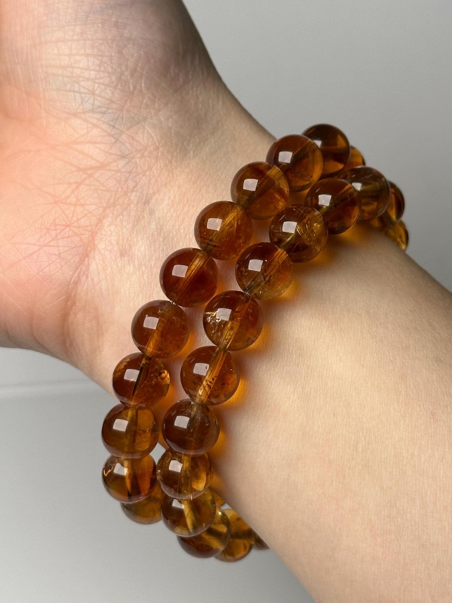 Whiskey Citrine Bracelet 9.7mm | Natural Golden Citrine Beaded Bracelet | Warm Yellow Gemstone Jewelry for Everyday Wear & Collectors