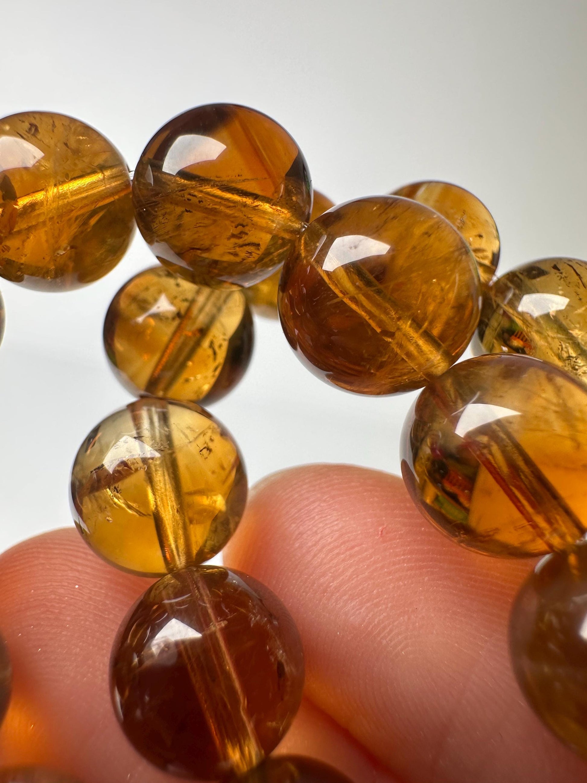Whiskey Citrine Bracelet 9.7mm | Natural Golden Citrine Beaded Bracelet | Warm Yellow Gemstone Jewelry for Everyday Wear & Collectors