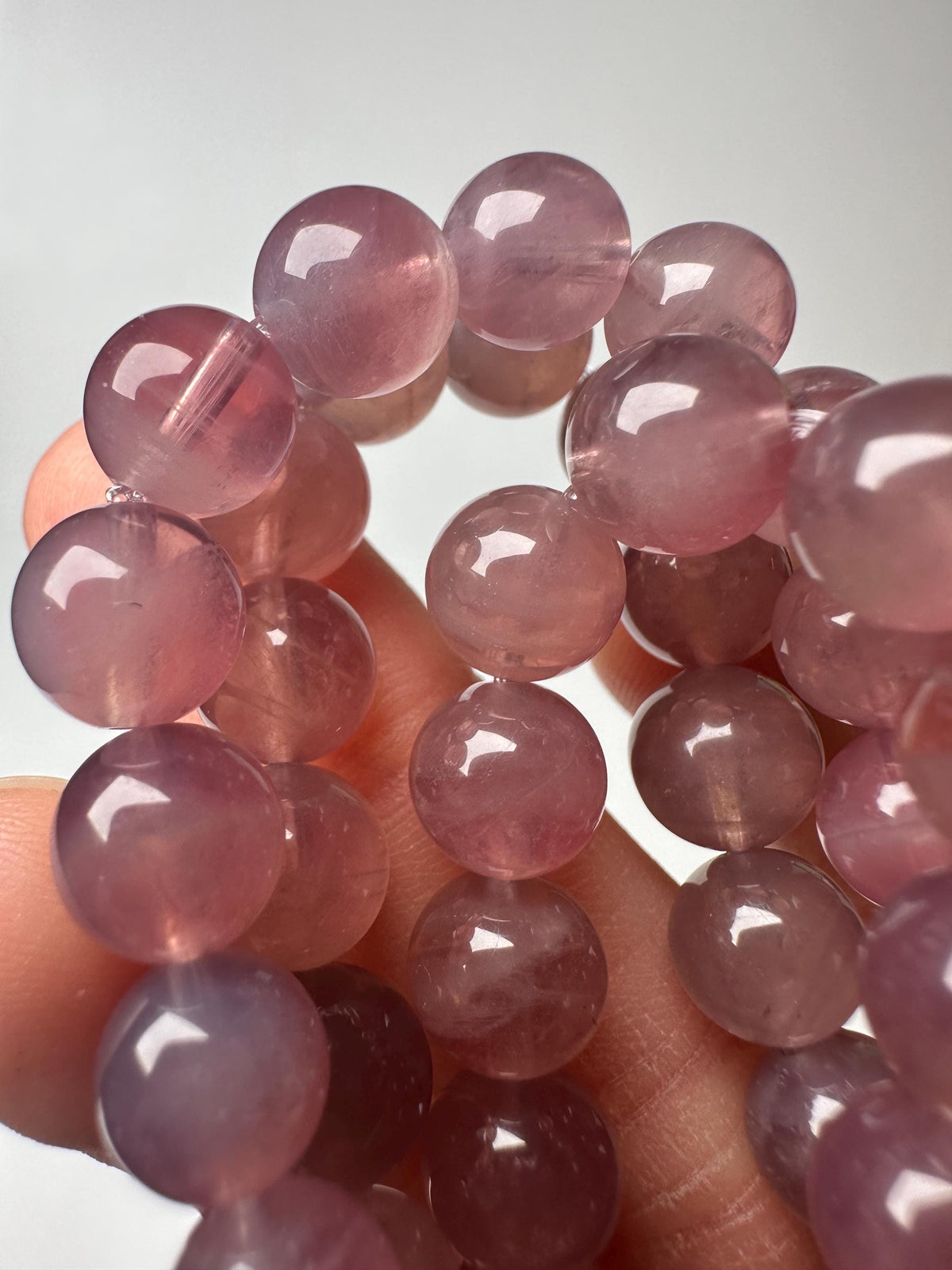 Lavender Rose Quartz Bracelet 8.5mm | Natural Pink Purple Quartz Beaded Bracelet | Polished Gemstone Jewelry for Everyday Wear & Collectors