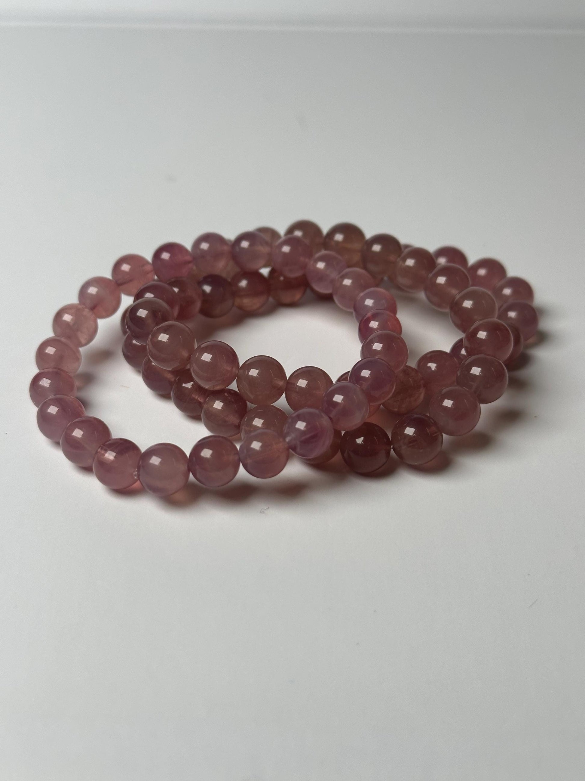 Lavender Rose Quartz Bracelet 8.5mm | Natural Pink Purple Quartz Beaded Bracelet | Polished Gemstone Jewelry for Everyday Wear & Collectors