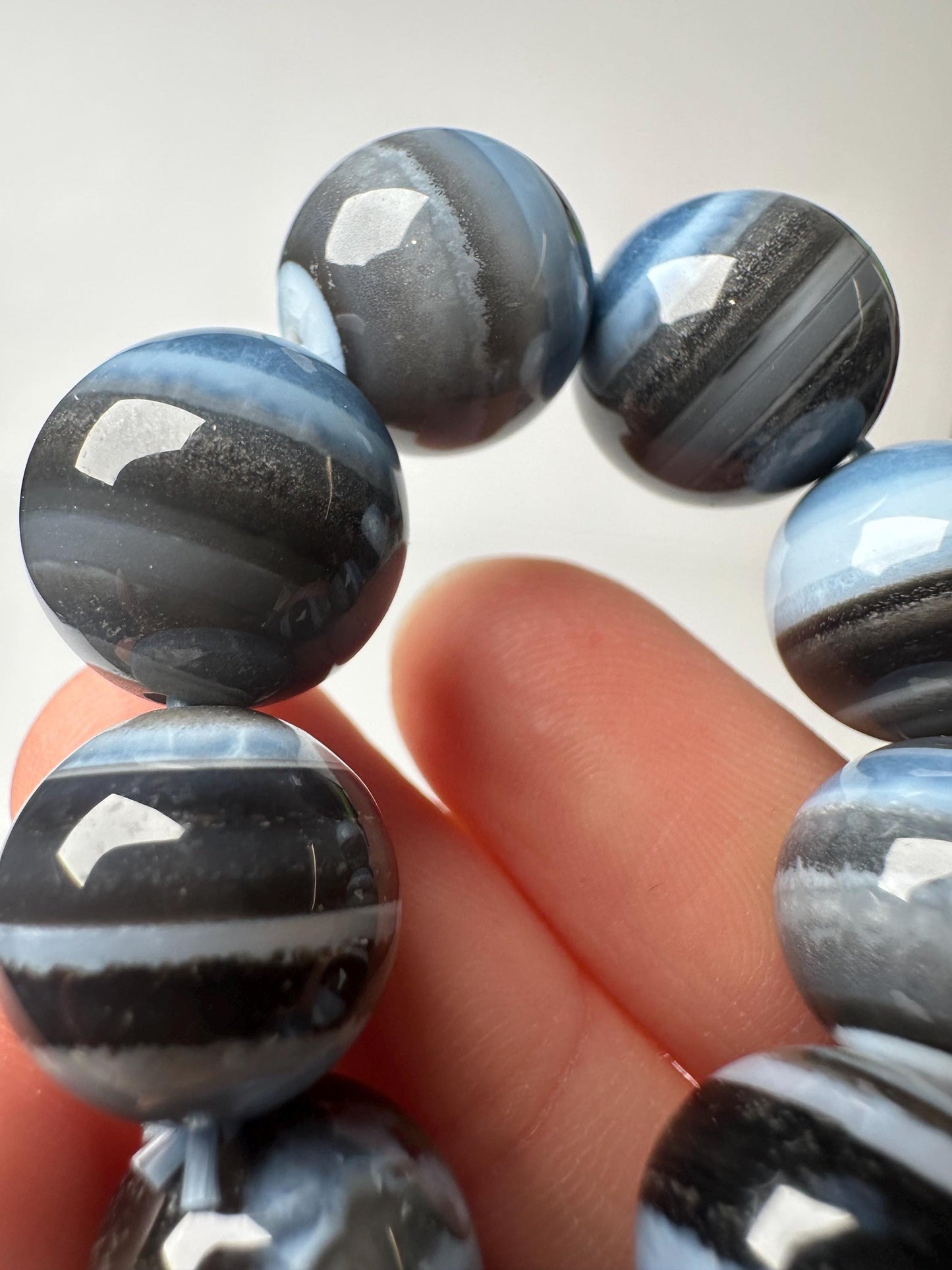Owyhee Blue Opal Bead Bracelet 14mm | Natural Oregon Opal Jewelry | Soft Blue Crystal Bracelet Gift for Collectors & Everyday Wear