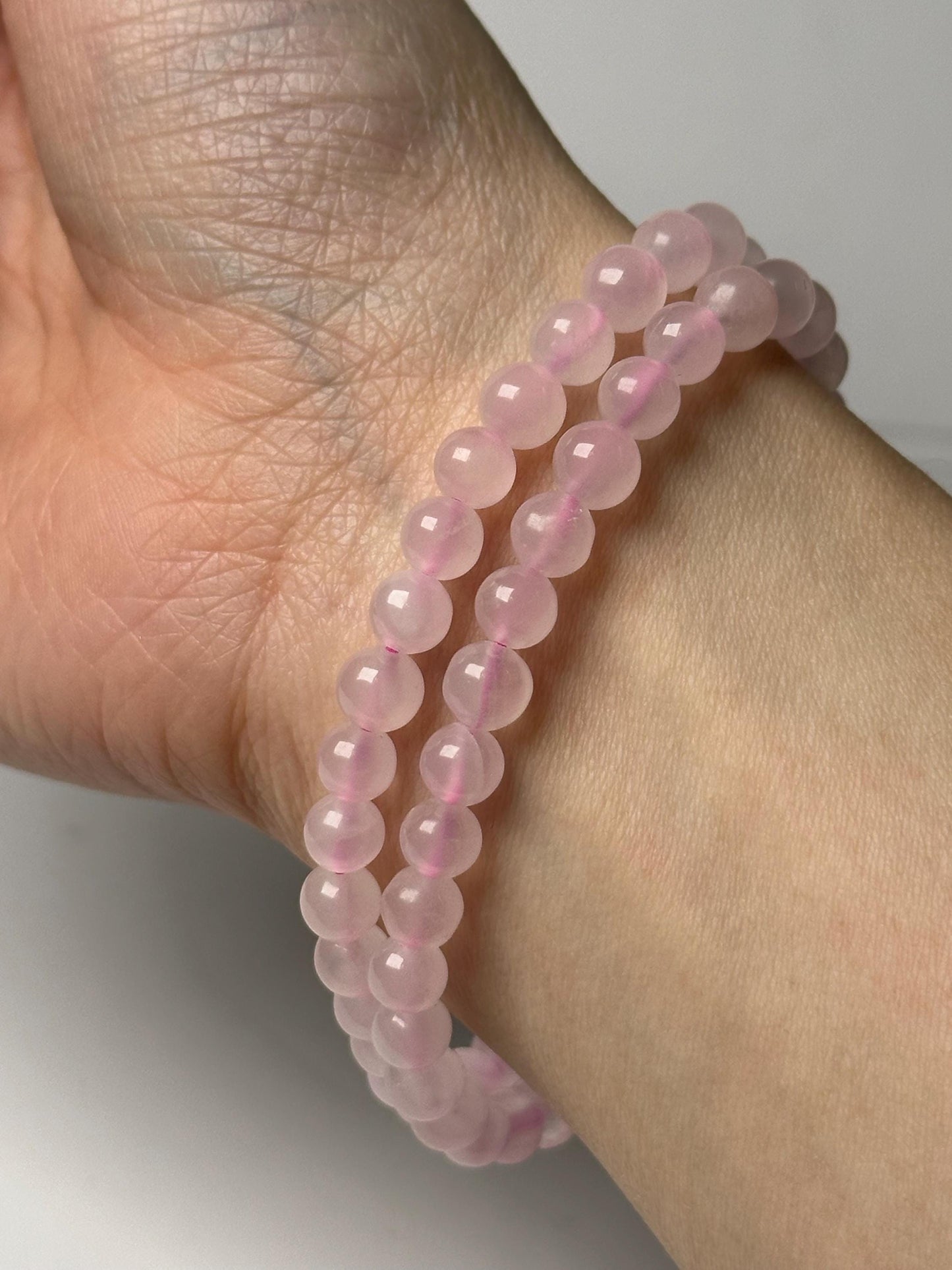 Mangano Calcite Bead Bracelet 6mm | Natural Pink Calcite Crystal Jewelry | Soft Love & Self-Compassion Bracelet Gift for Collectors