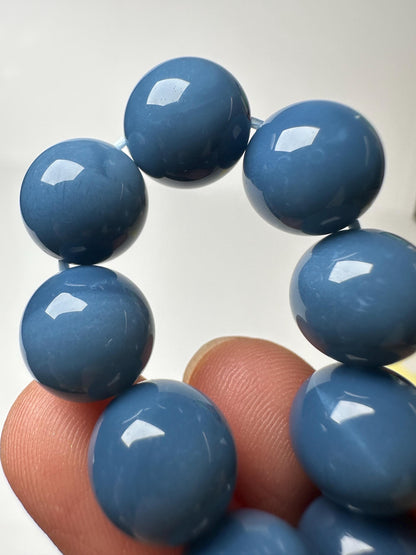 Owyhee Blue Opal Bead Bracelet 11mm | Natural Oregon Opal Jewelry | Soft Blue Crystal Bracelet Gift for Collectors & Everyday Wear