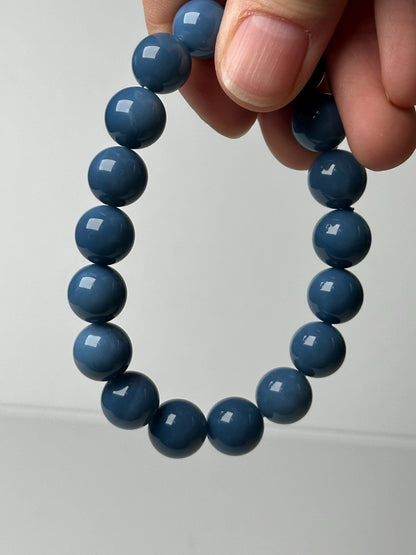 Owyhee Blue Opal Bead Bracelet 11mm | Natural Oregon Opal Jewelry | Soft Blue Crystal Bracelet Gift for Collectors & Everyday Wear