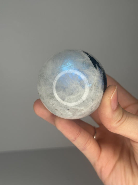 Moonstone Sphere | Natural Moonstone Crystal Ball | Flashing Feldspar Stone Orb for Home Decor Display Aesthetic Accent Piece