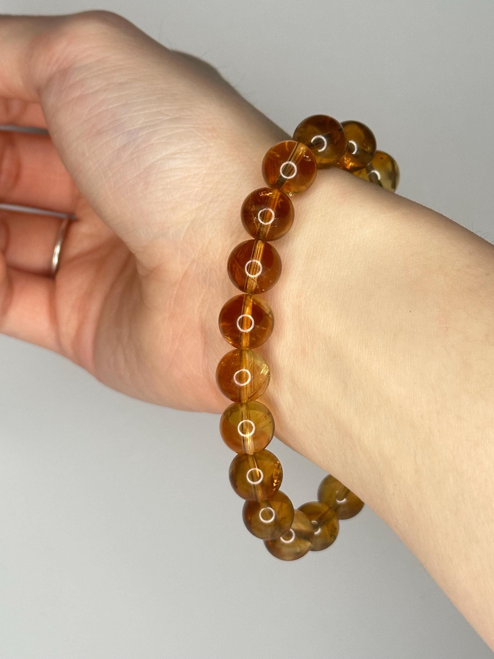 Whiskey Citrine Bracelet 10mm | Natural Golden Citrine Beaded Bracelet | Warm Yellow Gemstone Jewelry for Everyday Wear & Collectors