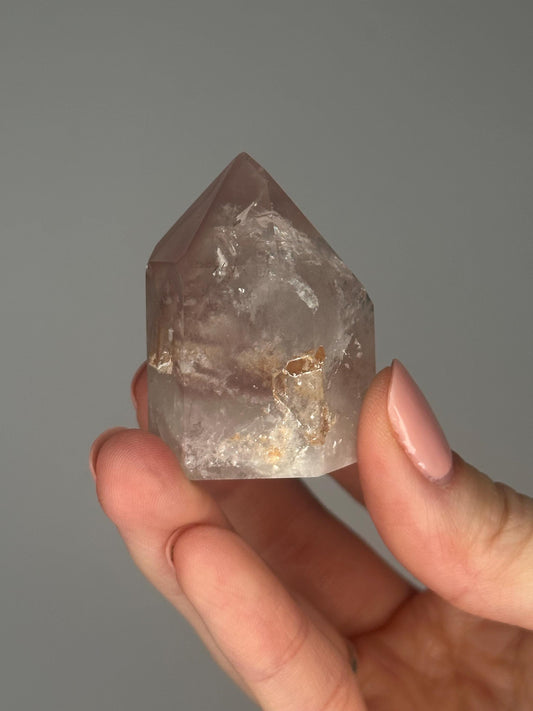 Pink Lithium Quartz Tower – Polished Crystal Point, Natural Soothing Stone for Emotional, Calming Gemstone Decor, Energy Tool