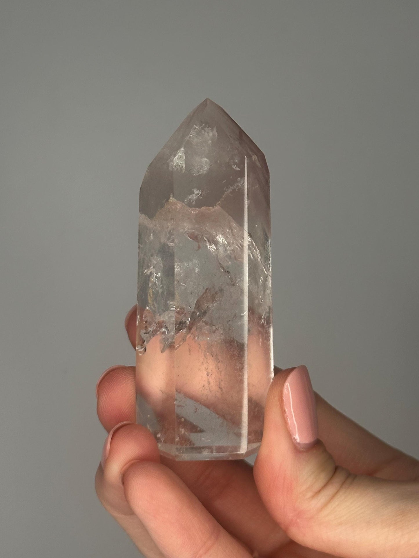 Pink Lithium Quartz Tower – Polished Crystal Point, Natural Soothing Stone for Emotional, Calming Gemstone Decor, Energy Tool