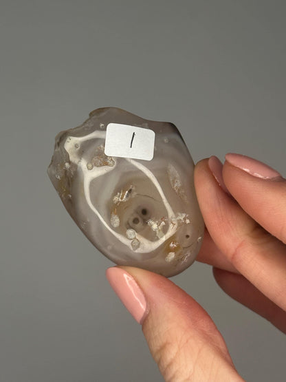Enhydro Agate Crystal | Natural Water Bubble Agate Specimen | Unique Banded Chalcedony Mineral Gift for Collectors & Decor