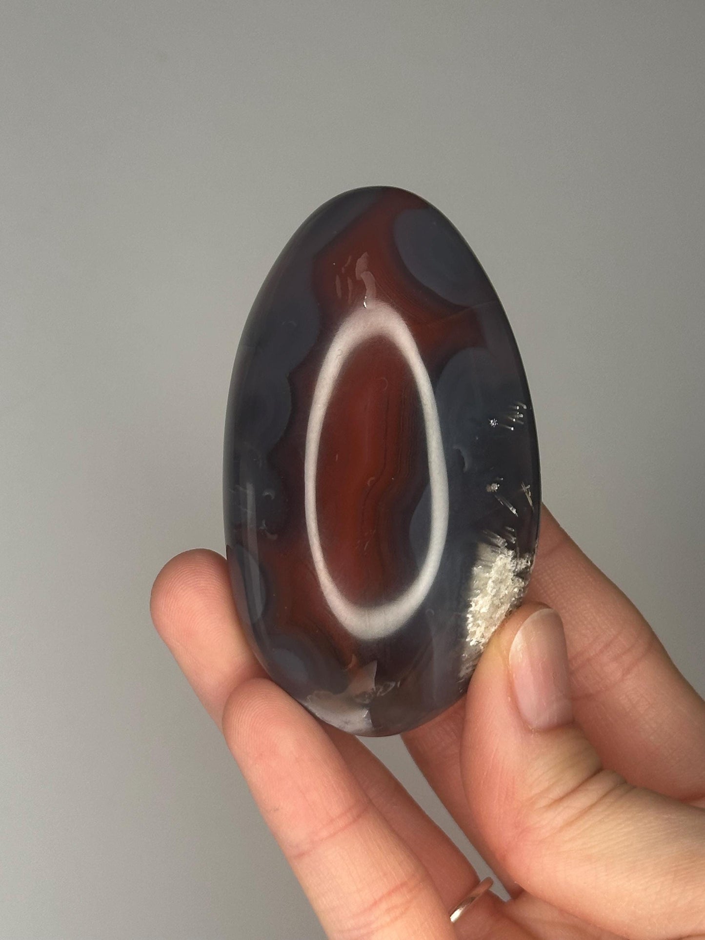 Swazi Agate Palm Stone | Natural Banded Agate Hand Stone | Smooth Polished Mineral Specimen for Collectors & Display