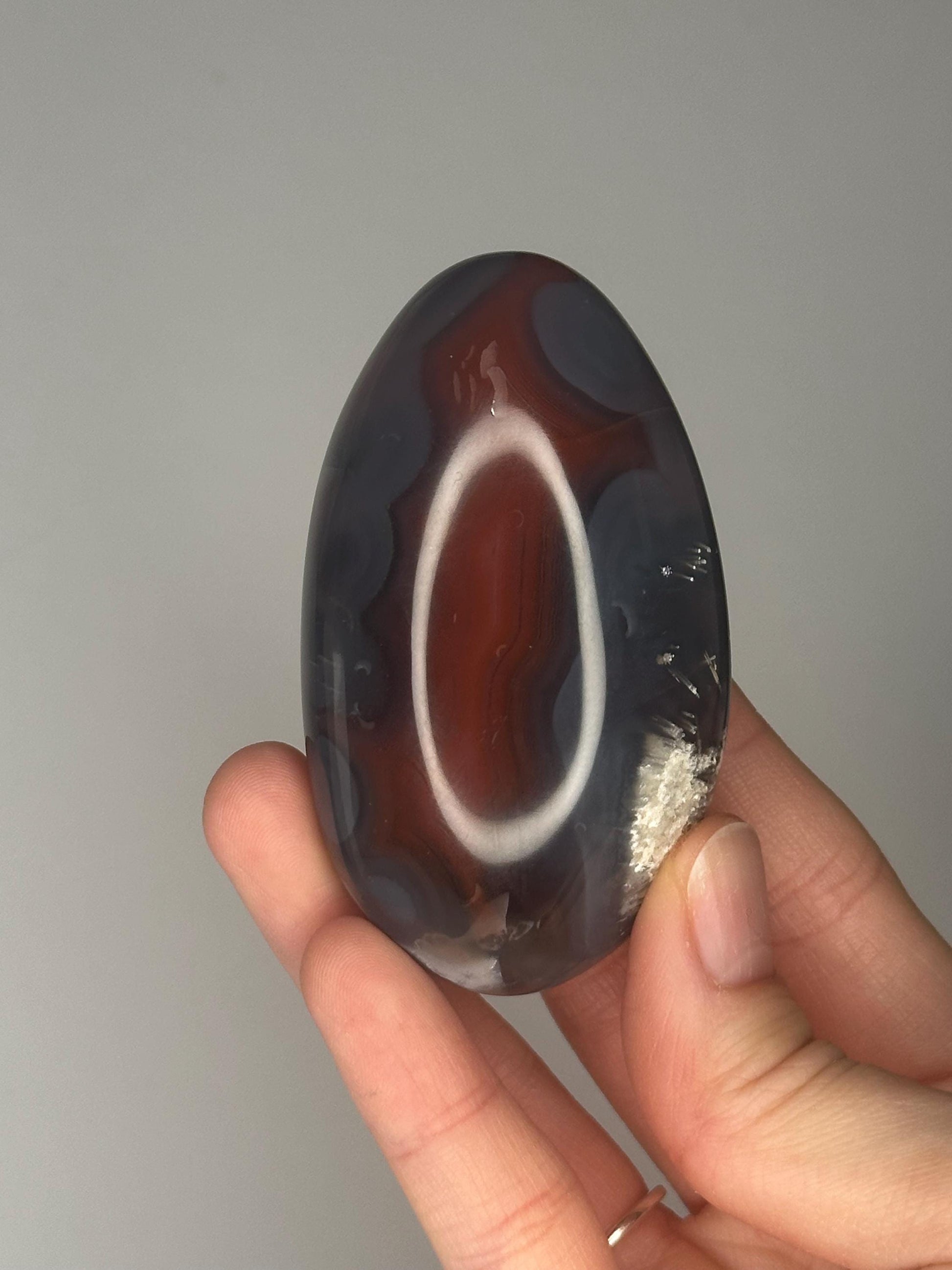 Swazi Agate Palm Stone | Natural Banded Agate Hand Stone | Smooth Polished Mineral Specimen for Collectors & Display