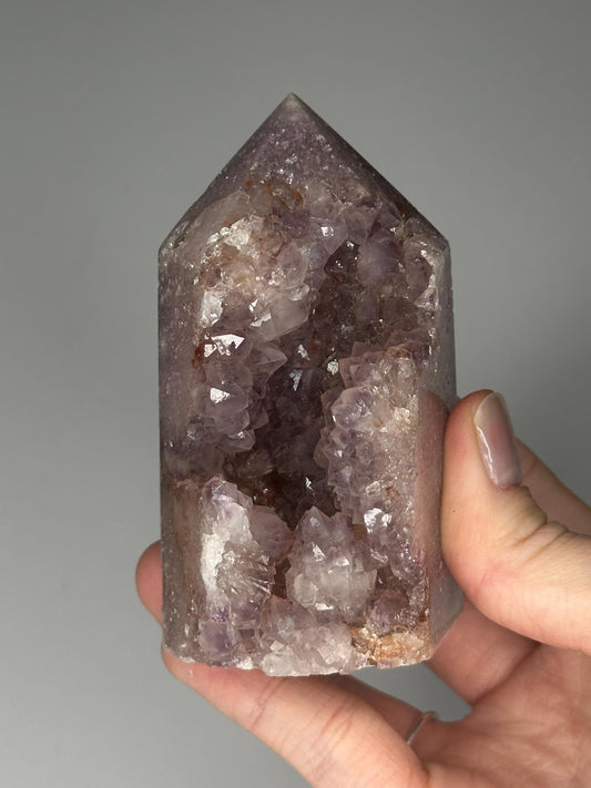 Purple Pink Amethyst Tower | Natural Amethyst Crystal Point | Polished Mineral Display Piece for Home Decor Shelf Accent