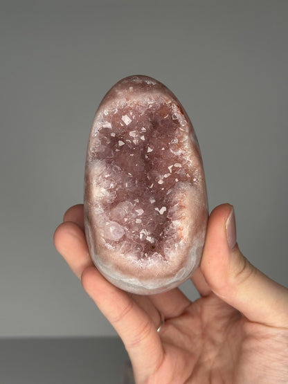 Pink Amethyst Egg with Stand | Sparkling Crystal for Love & Heart Energy | Unique Display or Gift for Crystal Lovers