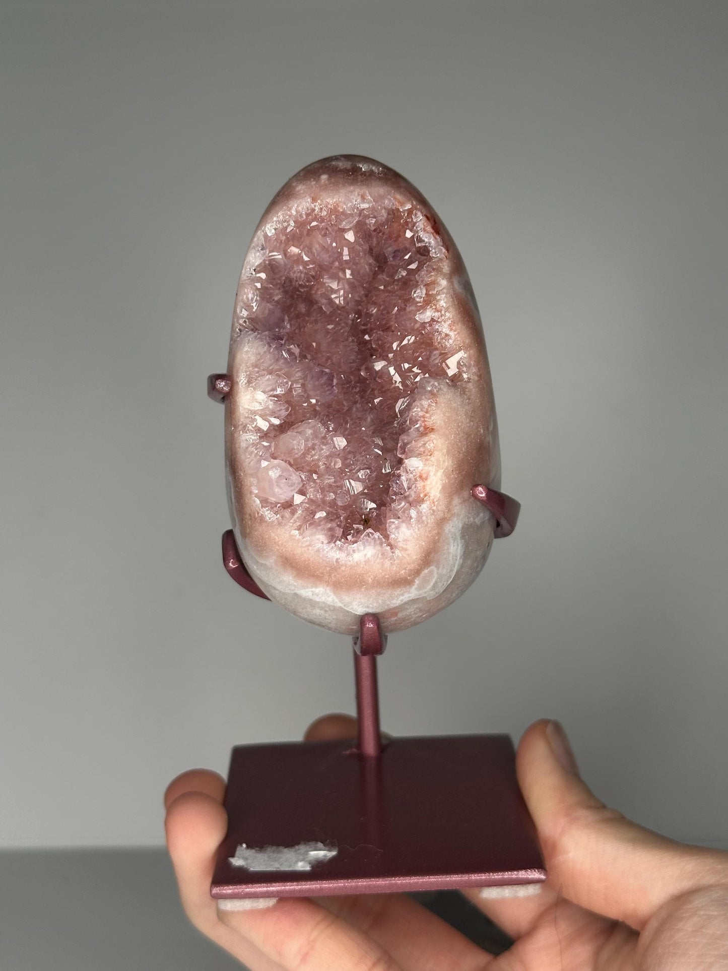 Pink Amethyst Egg with Stand | Sparkling Crystal for Love & Heart Energy | Unique Display or Gift for Crystal Lovers