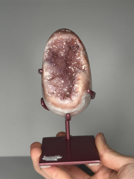 Pink Amethyst Egg with Stand | Sparkling Crystal for Love & Heart Energy | Unique Display or Gift for Crystal Lovers