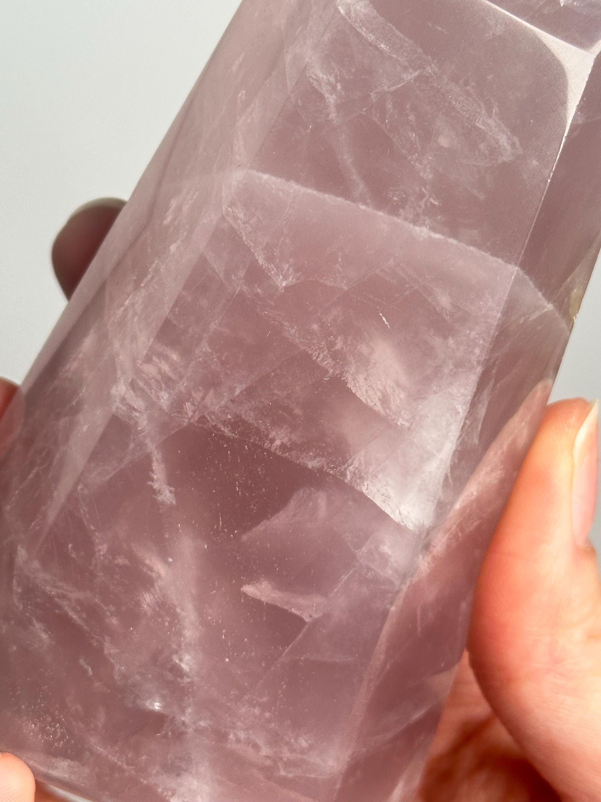 Mauve Rose Quartz Tower | Natural Pink Crystal Point | Polished Standing Rose Quartz for Decor, Energy Work & Crystal Collectors