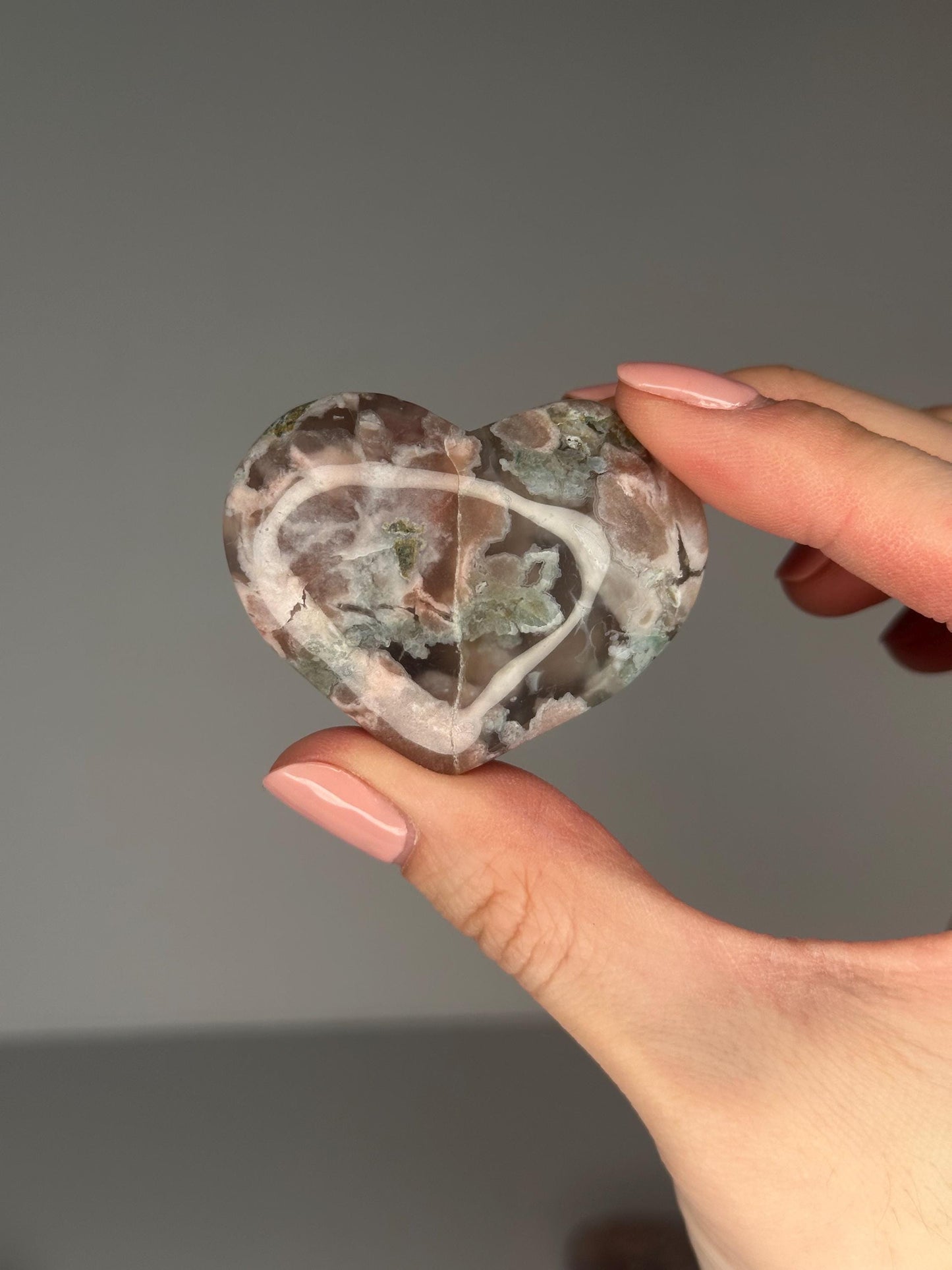 Flower Agate Hearts - YOU PICK! | Natural Polished Crystal | Soft Floral Patterns | Perfect for Meditation, Healing & Carrying On-the-Go