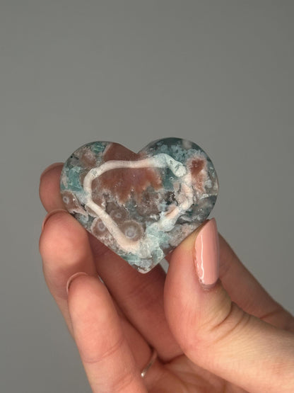 Flower Agate Hearts - YOU PICK! | Natural Polished Crystal | Soft Floral Patterns | Perfect for Meditation, Healing & Carrying On-the-Go