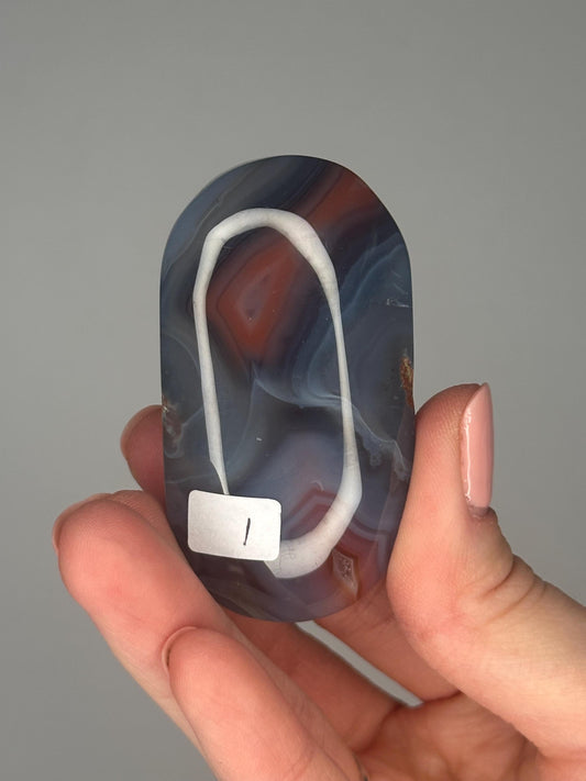 Swazi Agate Palm Stone | Natural Banded Agate Hand Stone | Smooth Polished Mineral Specimen for Collectors & Display