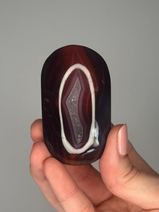 Swazi Agate Palm Stone | Natural Banded Agate Hand Stone | Smooth Polished Mineral Specimen for Collectors & Display