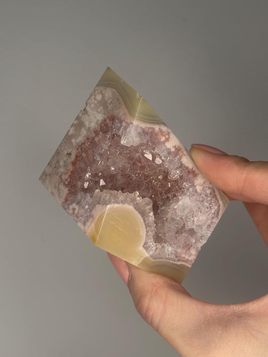 Pink Amethyst Flower Agate Freeform | Natural Crystal Sculpture | Decorative Mineral Display Piece for Home Decor Accent