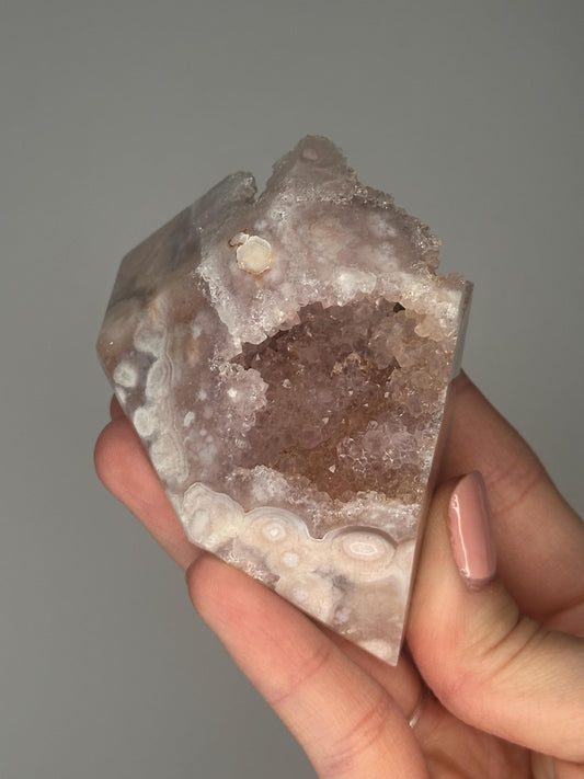 Pink Amethyst Flower Agate Freeform | Natural Crystal Sculpture | Decorative Mineral Display Piece for Home Decor Accent