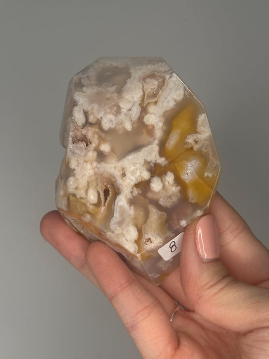 Flower Agate Freeform | Natural Pink Agate Crystal Display Piece | Polished Floral Pattern Mineral Specimen for Collectors & Decor
