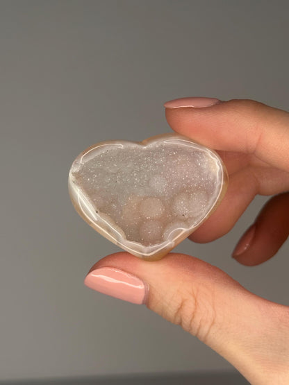 Druzy Agate Mini Heart - YOU PICK! | Natural Sparkling Agate Crystal Carving | Small Polished Heart Display Stone for Collectors & Decor