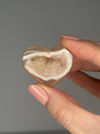 Druzy Agate Mini Heart - YOU PICK! | Natural Sparkling Agate Crystal Carving | Small Polished Heart Display Stone for Collectors & Decor