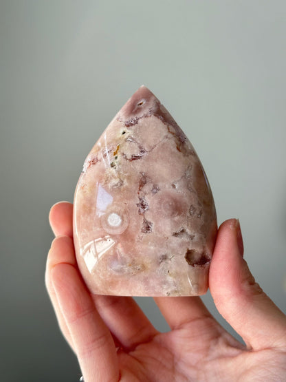 Pink Amethyst Flame | Natural Rose Quartz Crystal Tower | Soft Pastel Amethyst Point for Love, Peace & Crystal Decor