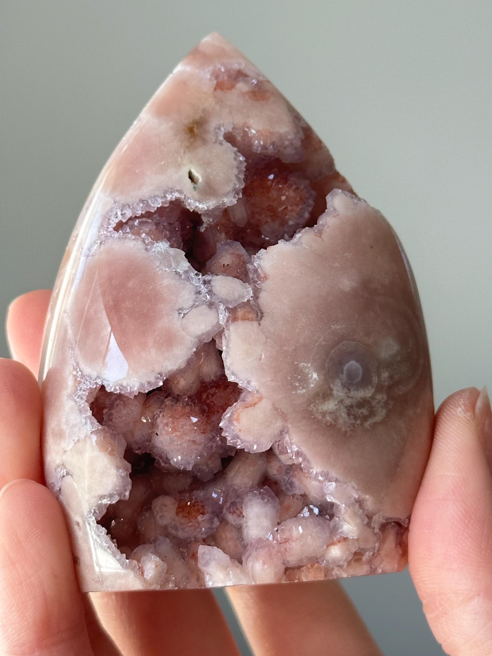 Pink Amethyst Flame | Natural Rose Quartz Crystal Tower | Soft Pastel Amethyst Point for Love, Peace & Crystal Decor