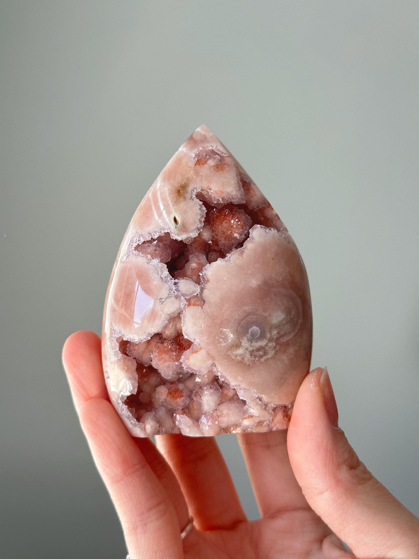Pink Amethyst Flame | Natural Rose Quartz Crystal Tower | Soft Pastel Amethyst Point for Love, Peace & Crystal Decor
